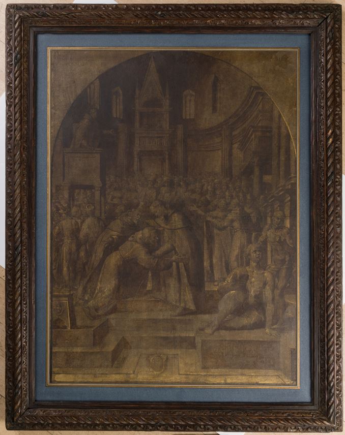 Jacopo LIGOZZI - The Meeting of Saints Francis, Dominic and Angelus of Jerusalem at San Giovanni in Laterano, Rome | MasterArt